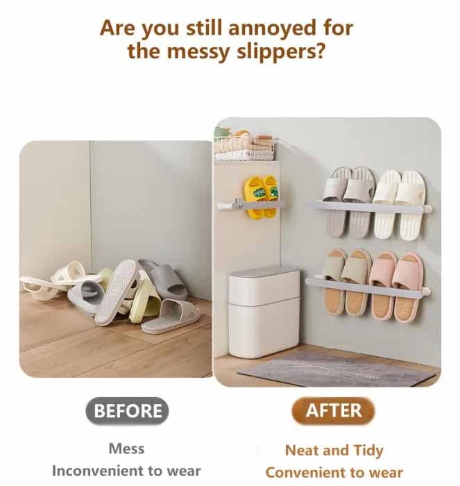 TGOPIT TGOPIT Shoes Rack Wall Mounted Slipper Rack Door Back Shoe Holder Shoes Hangers Slipper Storage Organizer for Home Bathroom Towel Bar Storage Organizer for Home Bathroom - Image 5