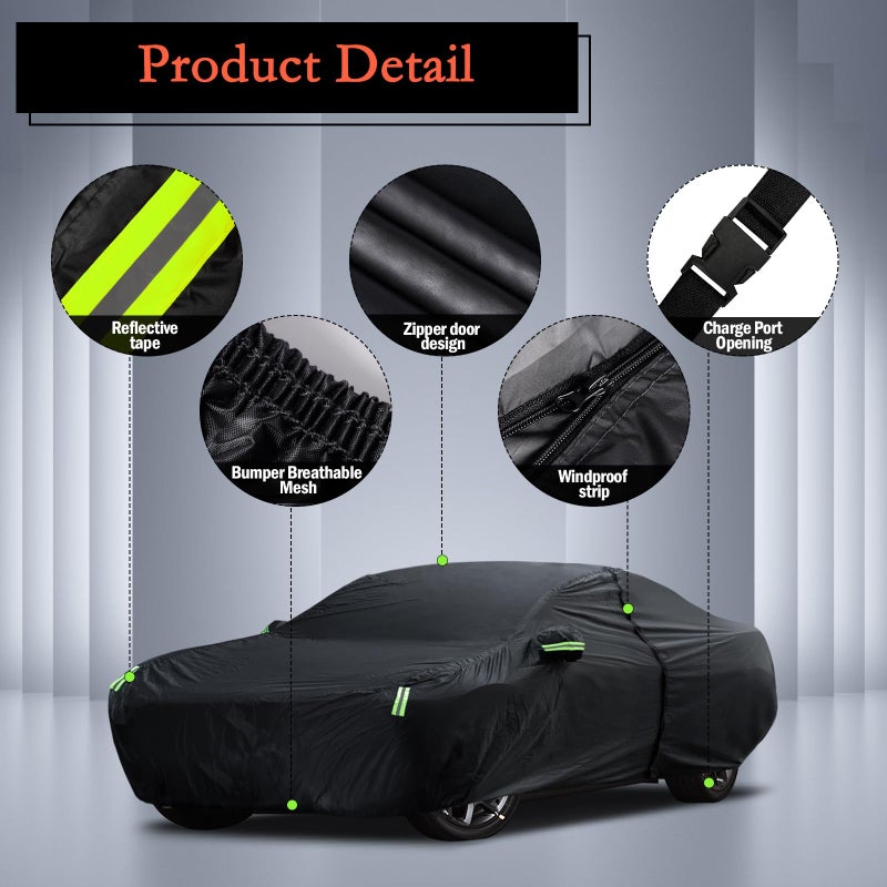 Migaven Car Cover Custom Fit for Dodge Challenger 2008-2025, Waterproof All Weather for Automobiles Full Exterior Cover Rain Sun Snow Protector with Door Zipper - Image 3