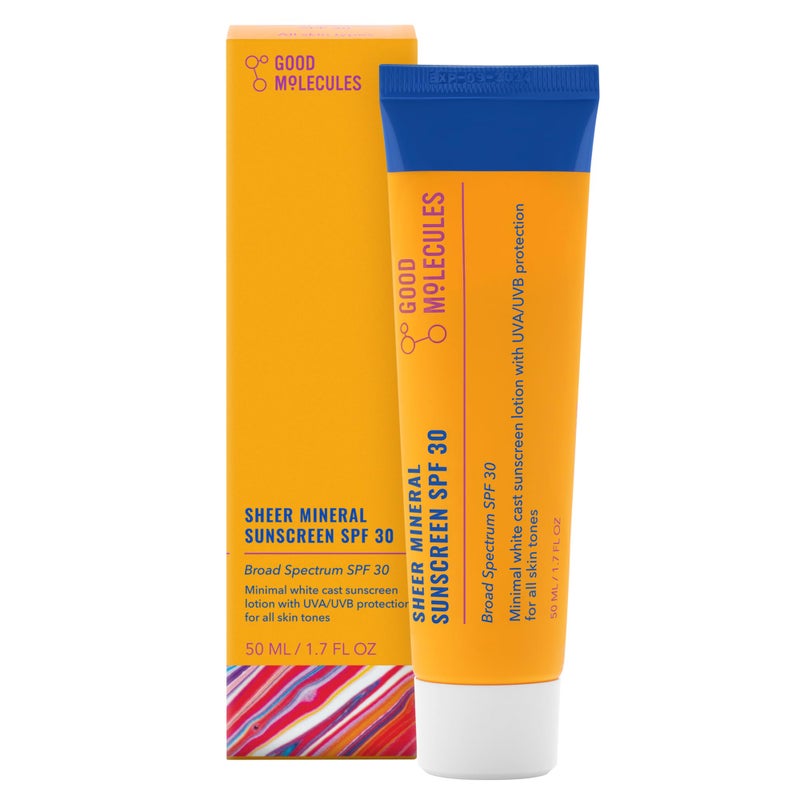 Good Molecules Sheer Mineral Sunscreen SPF 30 - Minimal White Cast Zinc Oxide Sunscreen For Face - Hydrating Hyaluronic Acid, UVA/UVB Protection, Reef-Safe - Image 1