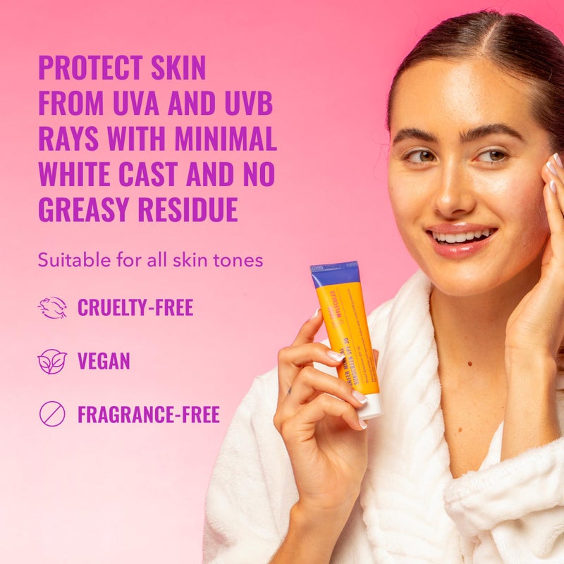Good Molecules Sheer Mineral Sunscreen SPF 30 - Minimal White Cast Zinc Oxide Sunscreen For Face - Hydrating Hyaluronic Acid, UVA/UVB Protection, Reef-Safe - Image 2