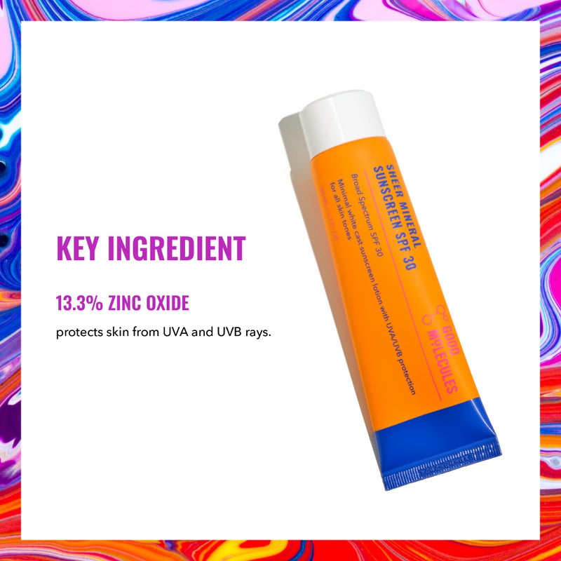 Good Molecules Sheer Mineral Sunscreen SPF 30 - Minimal White Cast Zinc Oxide Sunscreen For Face - Hydrating Hyaluronic Acid, UVA/UVB Protection, Reef-Safe - Image 3