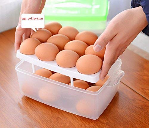 varahry 24 Eggs Two Layers Egg Storage Box with Handle Fresh Storage Tray Kitchen Organizer Multi Color - Image 2
