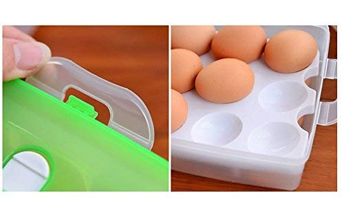 varahry 24 Eggs Two Layers Egg Storage Box with Handle Fresh Storage Tray Kitchen Organizer Multi Color - Image 5