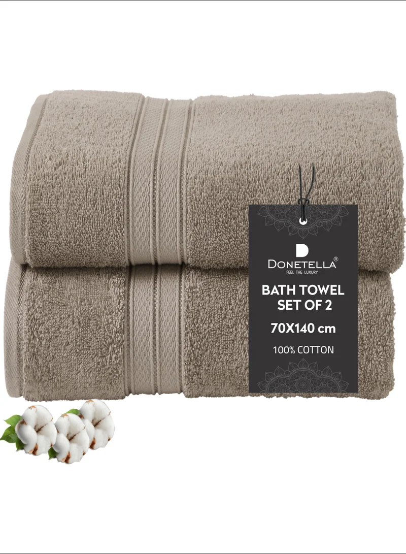 Donetella Premium 100 % Combed Cotton 2-Pcs Bath Towel Set (70 X 140 CM) 600 GSM Large Towel, Highly Absorbent, Quick Dry,Best Towel for Bathroom, Spa And Hotel.