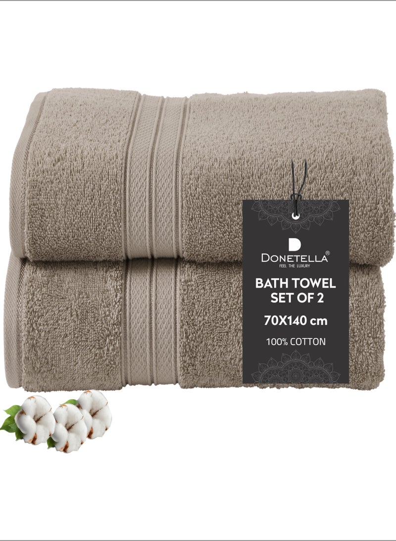 دوناتيلا مجموعة مناشف حمام من القطن الممشط بنسبة 100%، قطعتين (70*140 سم)، منشفة كبيرة 600 جرام لكل متر مربع، عالية الامتصاص، سريعة الجفاف، أفضل منشفة للحمام والمنتجع الصحي والفندق. - Image 1