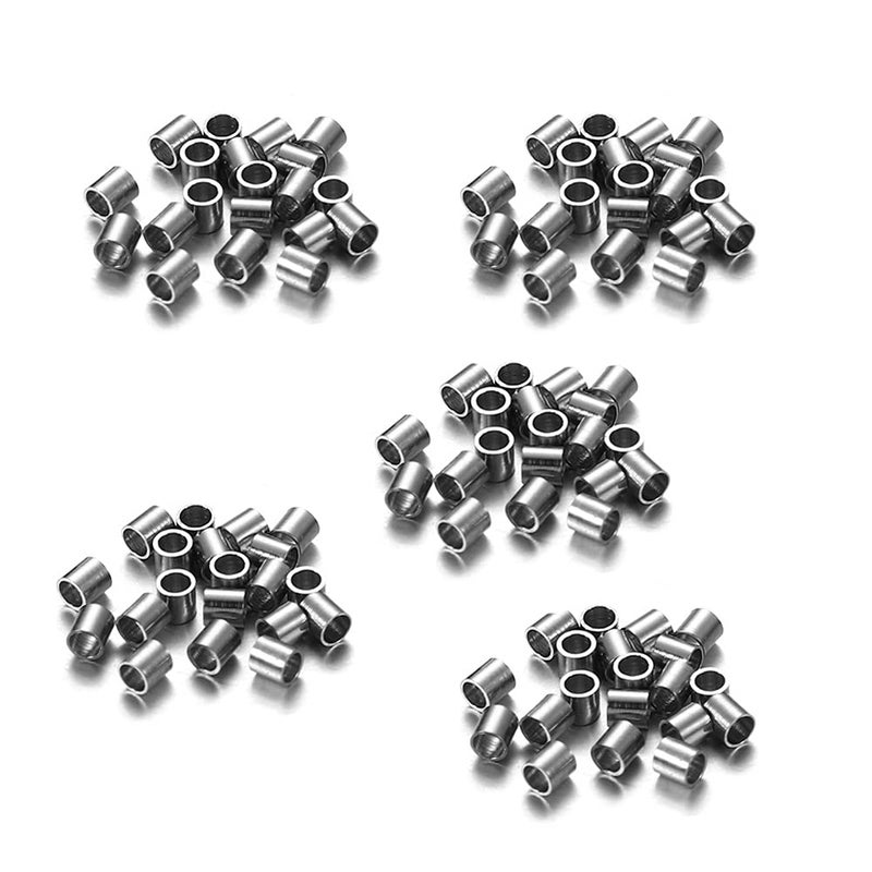 lasenersm 150pc 15mm Stainless Steel Column Tube Spacer Beads  Tiny Smooth Crimp Beads for DIY Craft Jewelry Making SilverTone