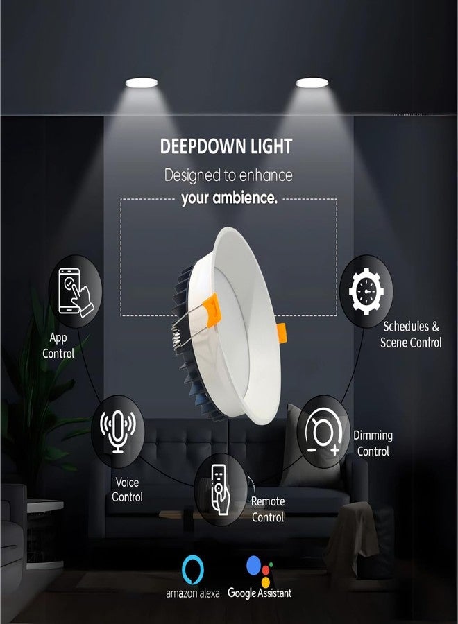 Kerr Smart Deep Down Light | Tunabale & Dimmable | Supports Voice, Remote & APP Control | Compatible with Alexa & Google Assistant. (Gateway Needed fom Ble-Mesh) (White, 12W, 2.4G) - Image 3