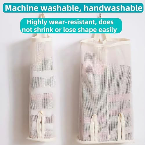 FLZHBFC Hanging sock storage bag，hanging closet organizer，plastic bag holder，Sock Underwear Organizer Wall Mount Multifunctional Bag Saver Kitchen Storage Holder for Storing Socks Ties Plastic Bag (2Pcs) - Image 3