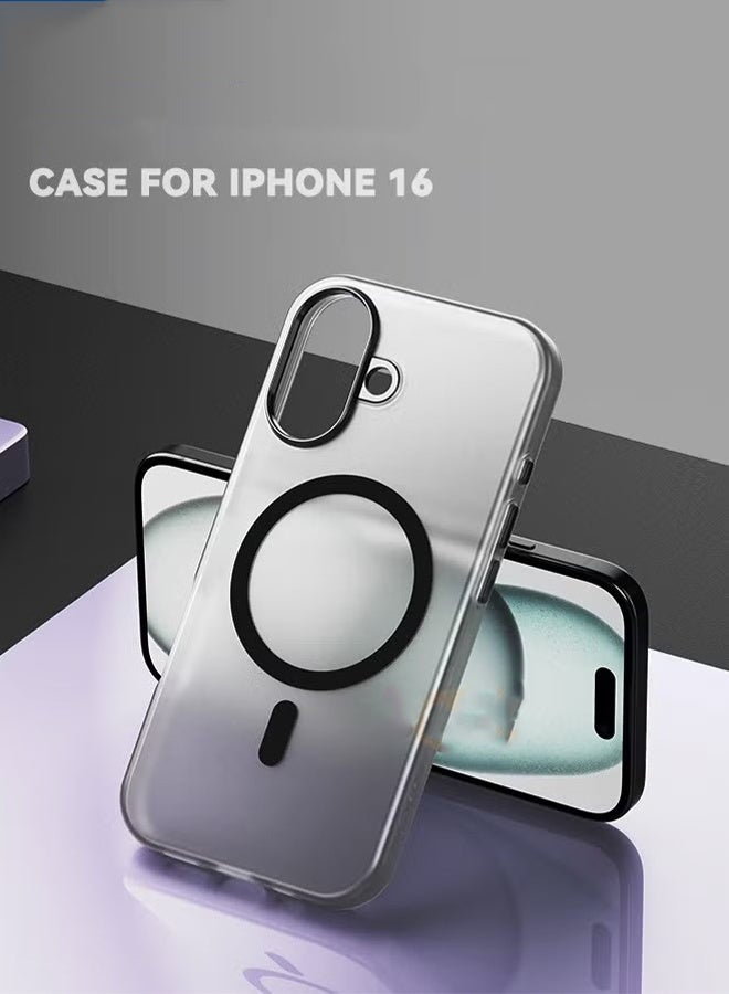 Magnetic Case for Apple iPhone 16, Compatible with MagSafe, Translucent Matte Back Shockproof Phone Cover - Translucent Black - Image 2