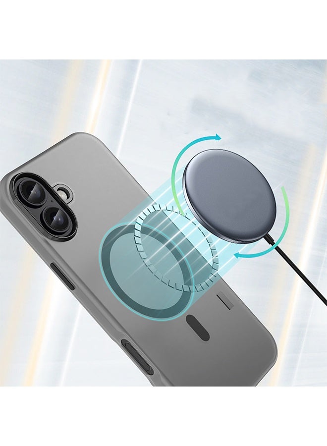 Magnetic Case for Apple iPhone 16, Compatible with MagSafe, Translucent Matte Back Shockproof Phone Cover - Translucent Black - Image 5