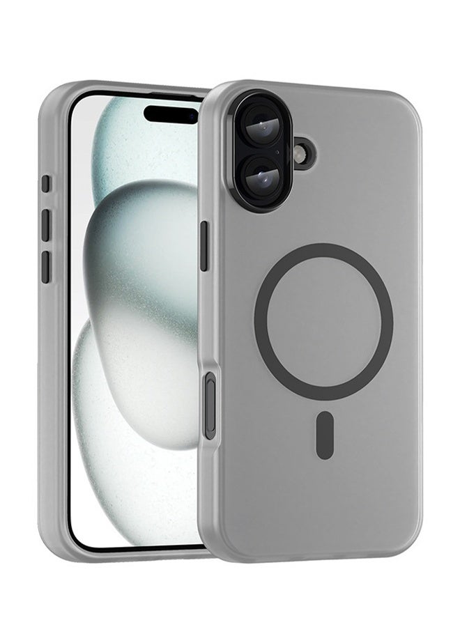 Magnetic Case for Apple iPhone 16, Compatible with MagSafe, Translucent Matte Back Shockproof Phone Cover - Translucent Black - Image 1