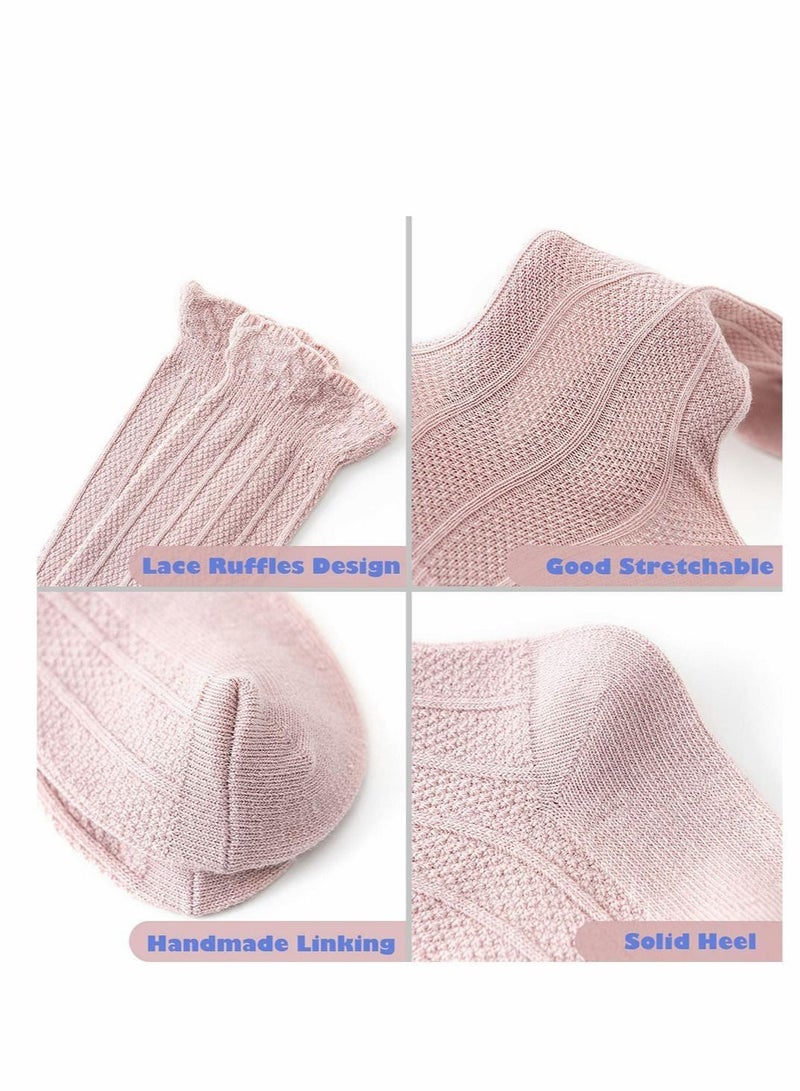 5 Pack Baby Socks Baby Girls Knee High Socks Tube Cute Stockings, Long Unisex Infants Toddler Sock Tights Baby Toddlers Girls Tube Ruffled Uniform Long Stockings  - Image 3