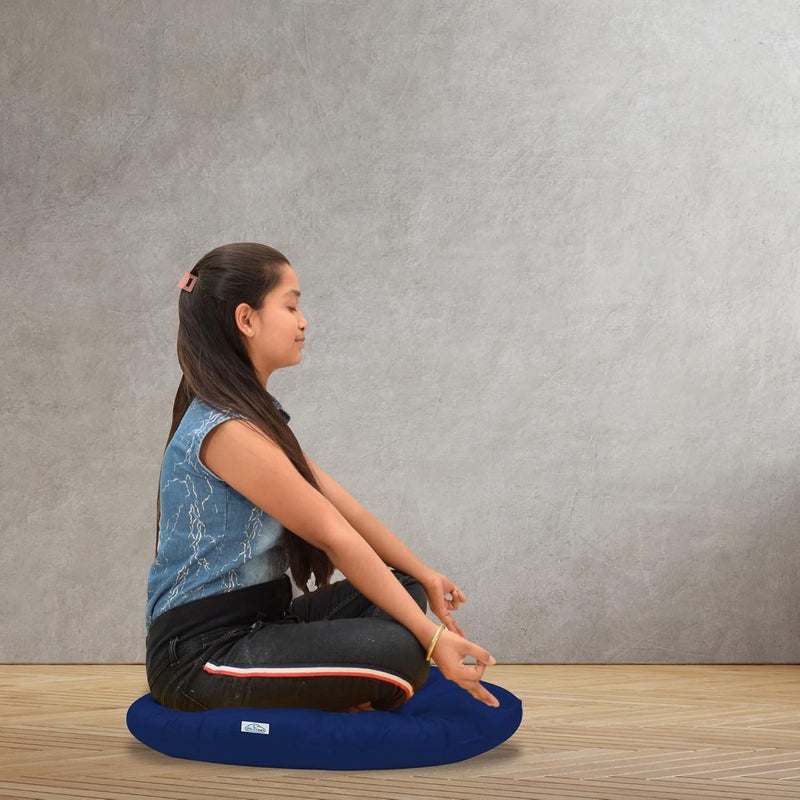 NEXTGO Yoga Floor Cushion for Meditation Mat Size 70 cm Round Navy Blue - Image 5