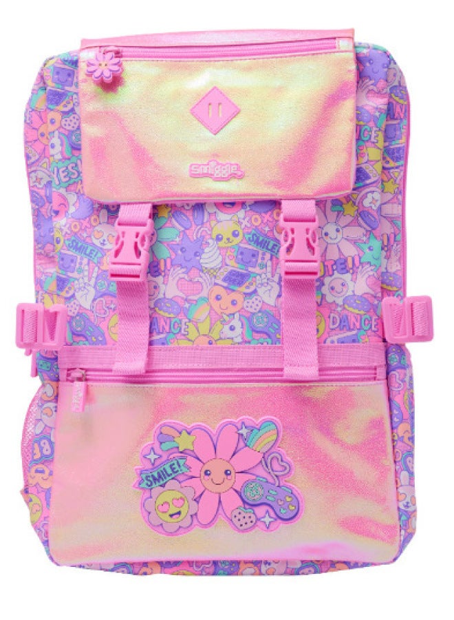 Australia Smiggle Schoolbag Student Schoolbag Primary And Secondary School Student Backpack Outdoor Leisure Bag Backpack-Color:Pink Sunflower Double Button Messenger School Bag 45*32cm  - Image 1