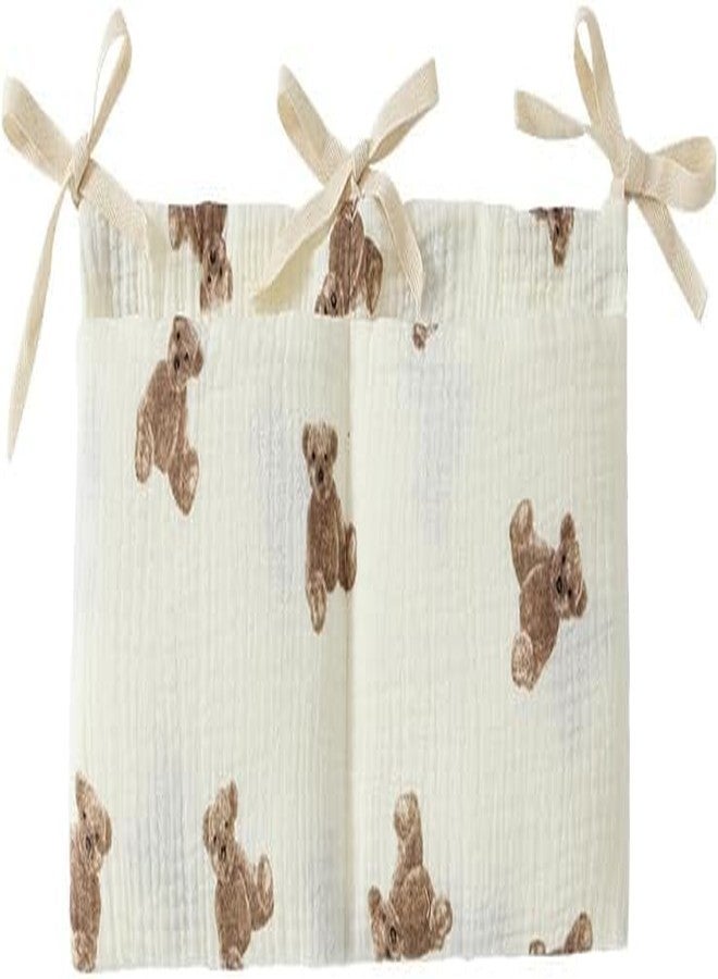 Pxiryanlow White Bedside Hanging Bags Milk Bottle Bib-Storage Crib Organizer Baby Nappy-Dormitory Bed-Bunk Organizing Bag Nappy- Organizer, Little Bear Nursery Hanging Organizers - Image 1