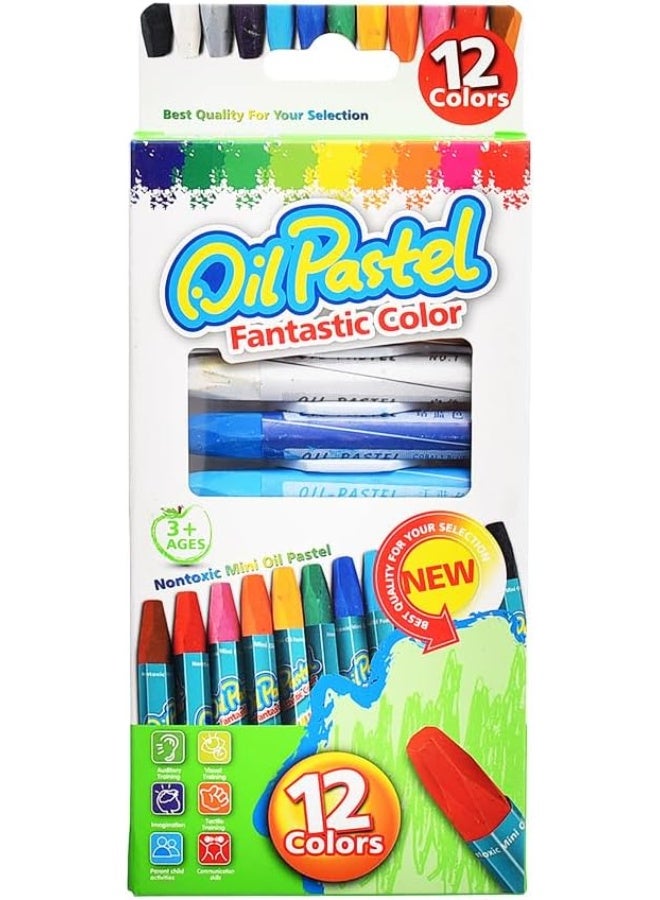 Oil Pastel 12 Pieces of Oil Pastel Colors with Durable Material, Suitable For School And Home - Image 1