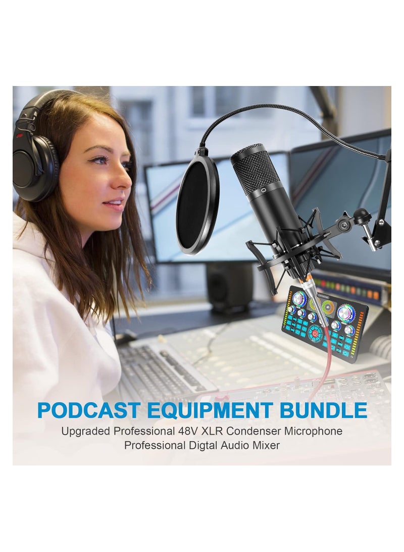 SYOSI Professional Audio Mixer, Bluetooth Sound Board with XLR interface, Live Sound Card and Stereo Audio Interface, 48V Phantom Power, Voice Changer, for Podcasting, Live sound, recording Studio, Gaming - Image 4