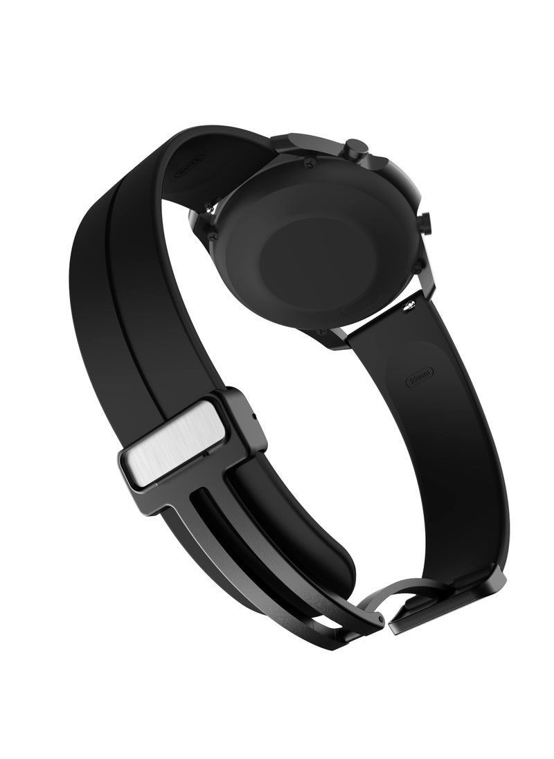 Generic - 22MM Straps Compatible with Huawei Watch GT5(46MM)/GT4(46MM)/GT3(46MM)/GT3 Pro(46MM)/GT2(46MM)/GT2e(46MM)/GT/GT Runner,Huawei Watch 4/4 Pro/3/3 Pro,Honor Watch 4 Pro/GS3/Magic Watch 2,Soft Silicone Band With Magnetic Buckle for Men,Women,Black - Image 1