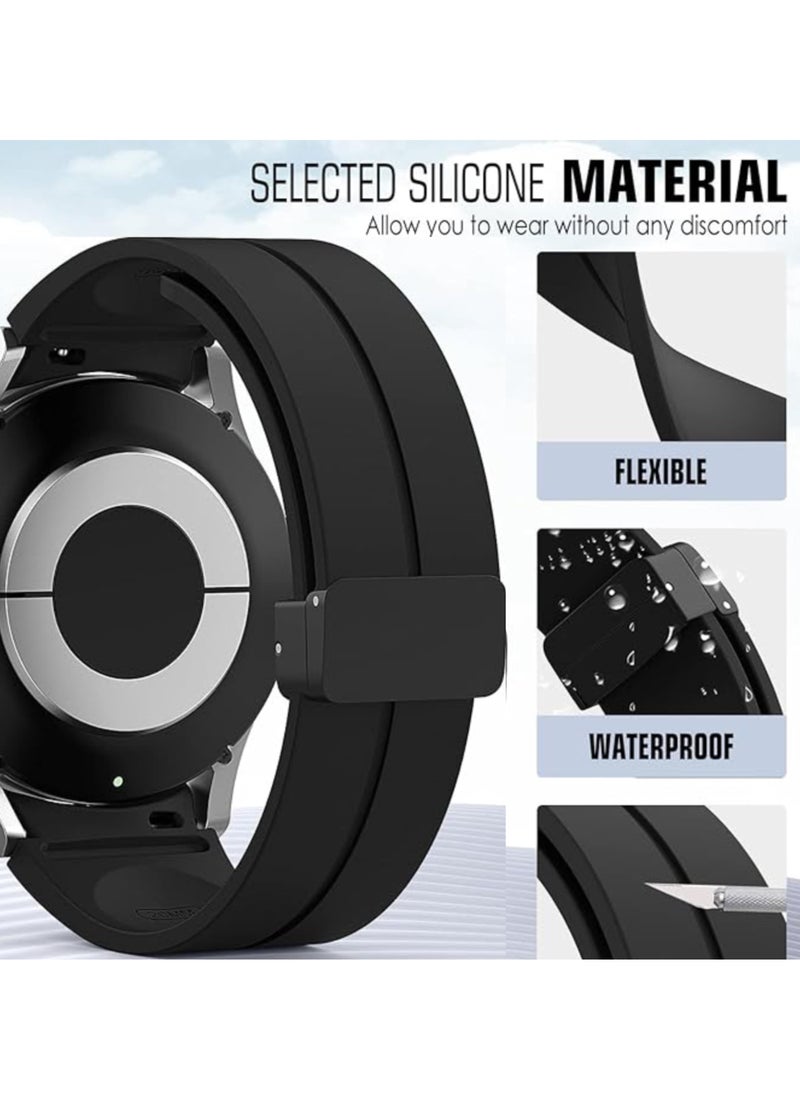 Generic - 22MM Straps Compatible with Huawei Watch GT5(46MM)/GT4(46MM)/GT3(46MM)/GT3 Pro(46MM)/GT2(46MM)/GT2e(46MM)/GT/GT Runner,Huawei Watch 4/4 Pro/3/3 Pro,Honor Watch 4 Pro/GS3/Magic Watch 2,Soft Silicone Band With Magnetic Buckle for Men,Women,Black - Image 1