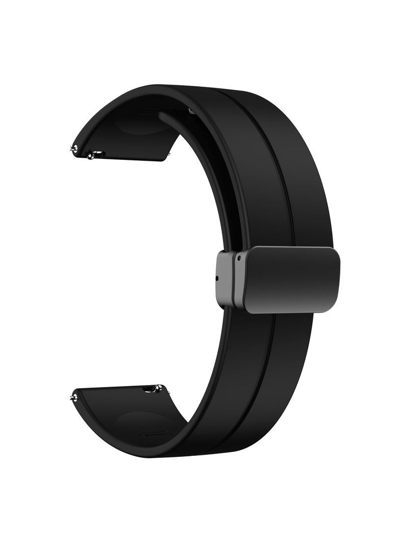 Generic - 22MM Straps Compatible with Huawei Watch GT5(46MM)/GT4(46MM)/GT3(46MM)/GT3 Pro(46MM)/GT2(46MM)/GT2e(46MM)/GT/GT Runner,Huawei Watch 4/4 Pro/3/3 Pro,Honor Watch 4 Pro/GS3/Magic Watch 2,Soft Silicone Band With Magnetic Buckle for Men,Women,Black - Image 1