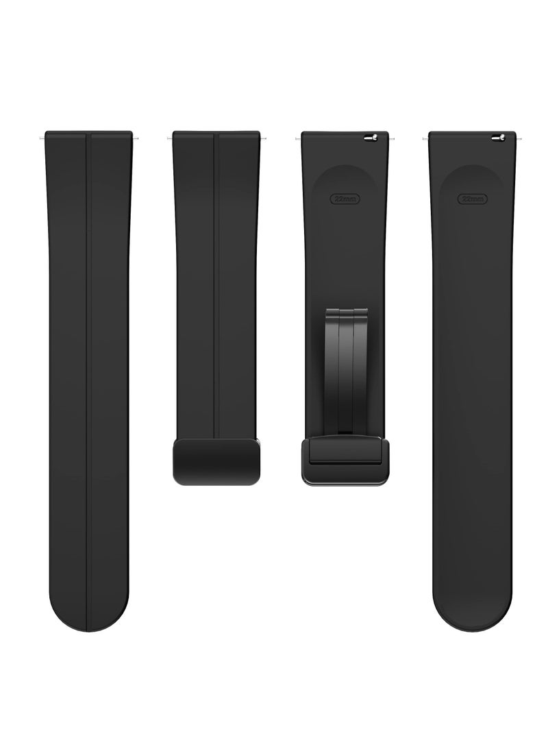 Generic - 22MM Straps Compatible with Huawei Watch GT5(46MM)/GT4(46MM)/GT3(46MM)/GT3 Pro(46MM)/GT2(46MM)/GT2e(46MM)/GT/GT Runner,Huawei Watch 4/4 Pro/3/3 Pro,Honor Watch 4 Pro/GS3/Magic Watch 2,Soft Silicone Band With Magnetic Buckle for Men,Women,Black - Image 1