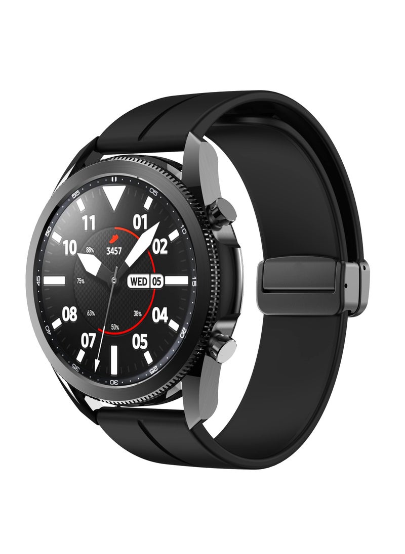 Generic - 22MM Straps Compatible with Huawei Watch GT5(46MM)/GT4(46MM)/GT3(46MM)/GT3 Pro(46MM)/GT2(46MM)/GT2e(46MM)/GT/GT Runner,Huawei Watch 4/4 Pro/3/3 Pro,Honor Watch 4 Pro/GS3/Magic Watch 2,Soft Silicone Band With Magnetic Buckle for Men,Women,Black - Image 1