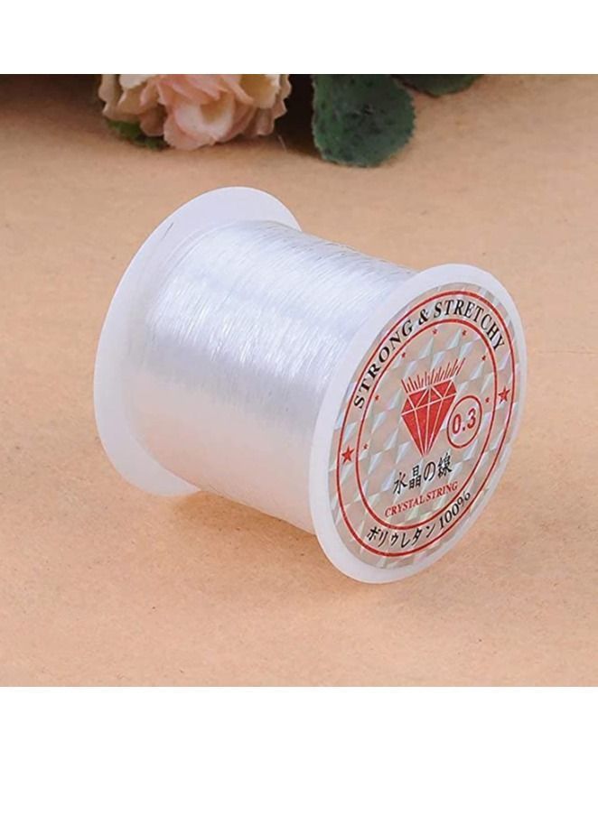 NIBEMINENT Flat Elastic Crystal Stretch String, Bracelet Polyester Cord for Seed Beads Beading Jewelry Making Thread Craft Accessories 40m(43Yard 0.5mm) - Image 1