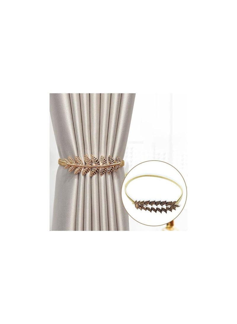 Spaceshoop Curtain Buckle1pc Metal Pearl Elk Leaves Curtain Clip Curtains Holders Buckle Clips Curtain Accessories Home Decor Decorations Tools Gold Leaf  - Image 1