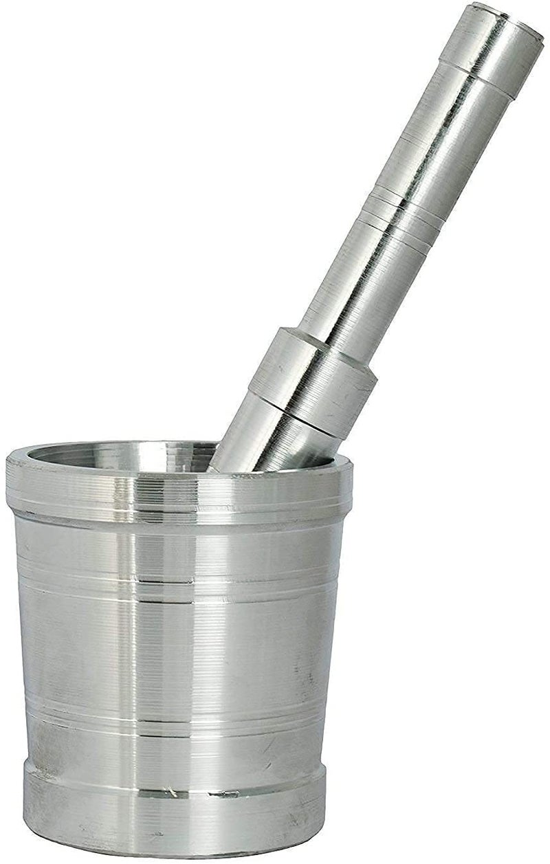 SHOPSIDEX okhali and musal Mortar Pestle Set small size Ohkli and musal Kitchen Aluminium Okhli Masher Khalbatta MusalMortarMasher and Pestle Set - Image 1