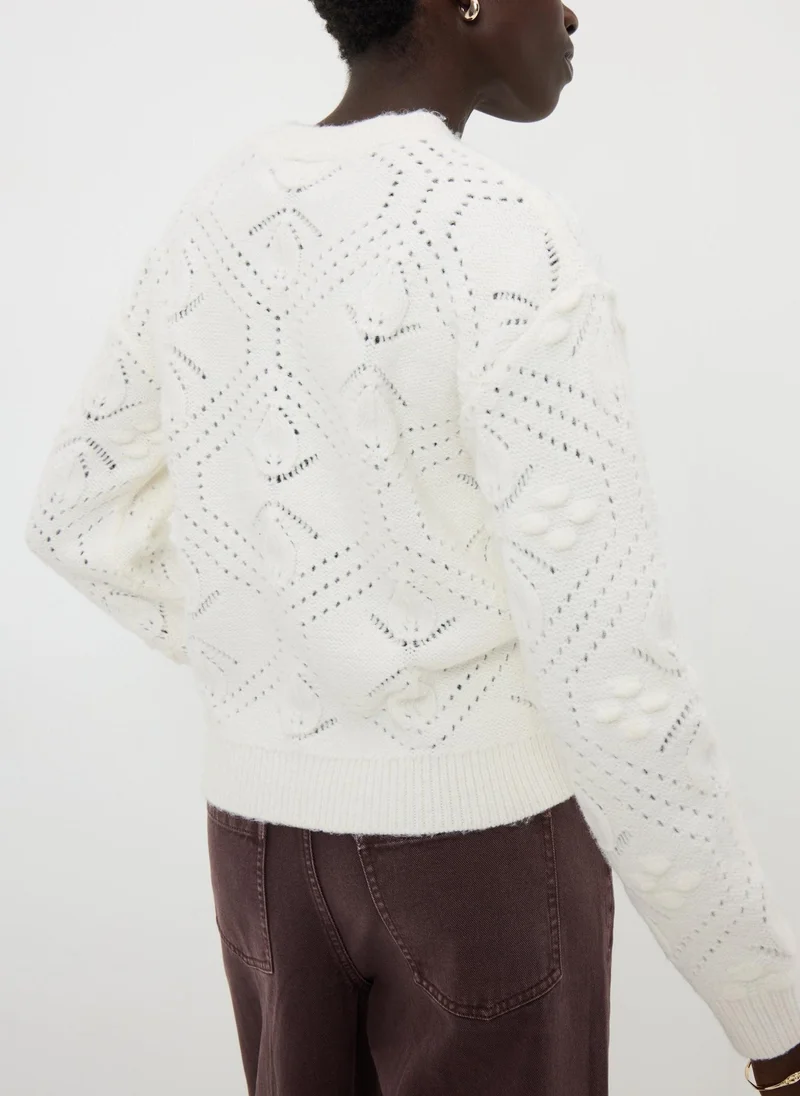 Matalan Cream Bobble Stitch Cable Jumper
