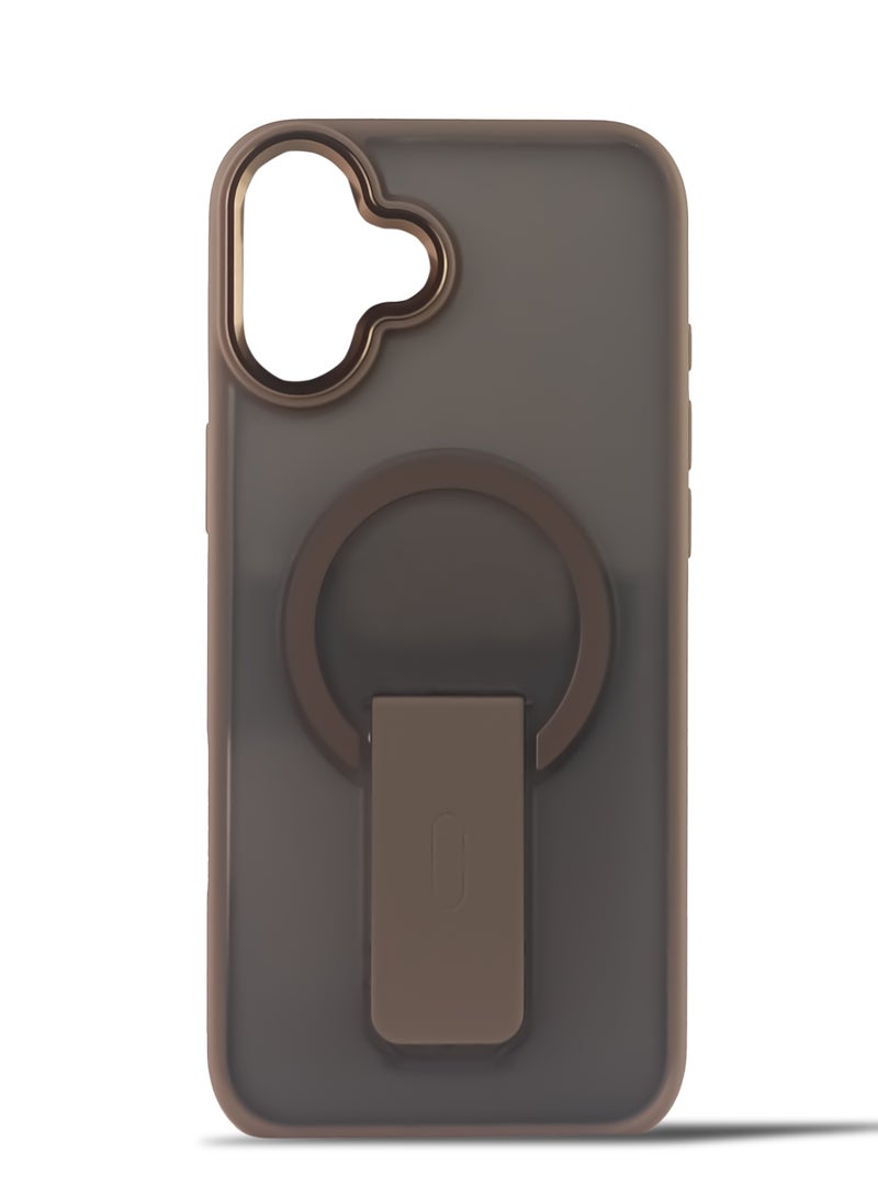 Luxury For Magsafe Folding Stand Magnetic Phone Case For iPhone 16 Matte Translucent Back Cover Caps (Desert Titanium)