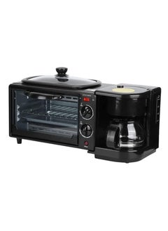 3 in 1 Breakfast Maker with Coffee Maker, Mini Oven, NonStick Grill Toaster Oven Portable Multifunctional Family Size Breakfast Station