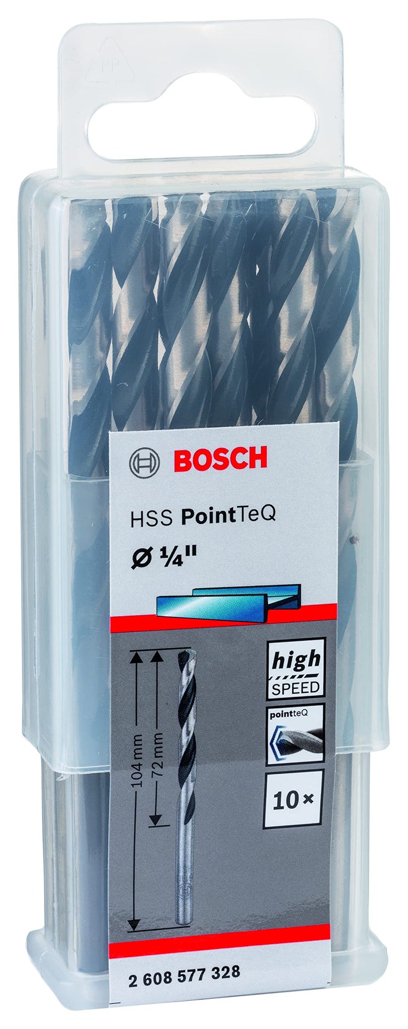 Bosch Professional, Metal Drill Bit, HSS Pointteq, With DIN 338 Standards, Diameter 1/4"& Working Length 72mm, Pack Of 10 - Image 1