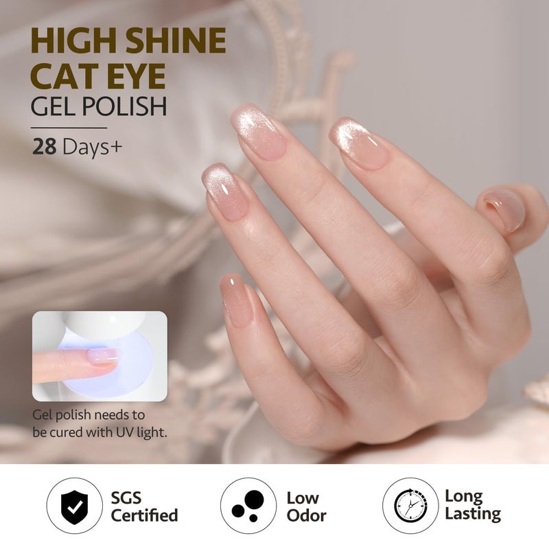 GAOY Cat Eye Gel Nail Polish, 16ml Silver Glitter Holographic Nail Polish with Magnet, Reflective Translucent UV Gel, 2028 Crystal - Image 5