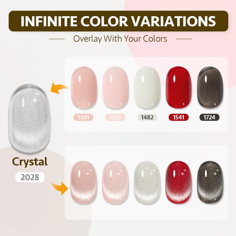 GAOY Cat Eye Gel Nail Polish, 16ml Silver Glitter Holographic Nail Polish with Magnet, Reflective Translucent UV Gel, 2028 Crystal - Image 3