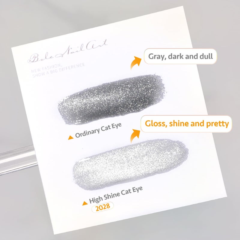 GAOY Cat Eye Gel Nail Polish, 16ml Silver Glitter Holographic Nail Polish with Magnet, Reflective Translucent UV Gel, 2028 Crystal - Image 2