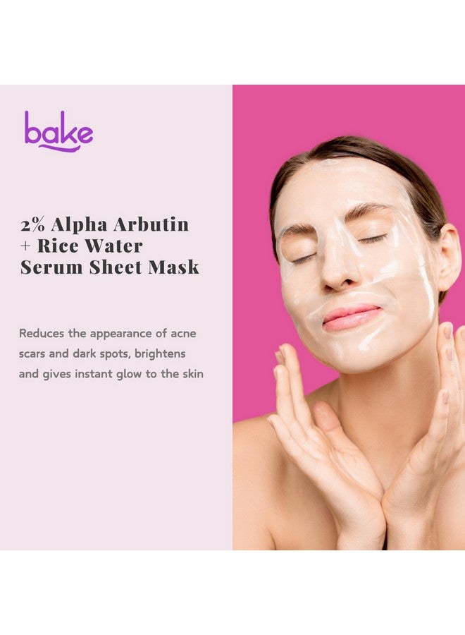 BAKE 2% Alpha Arbutin Sheet Mask for Glowing Skin with Rice Water for Instant Bright Skin | For Dark Spots, Pigmentation & Tan Removal | Instant Glow - 20g - Image 2