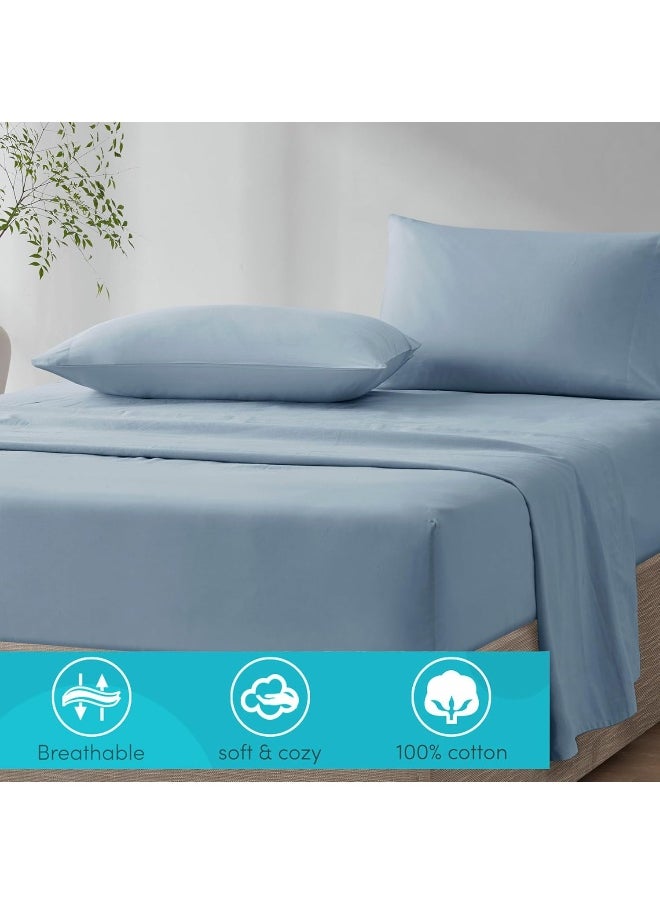 Comfort Spaces - Comfort Spaces 100% Cotton Sheet Set Breathable, Lightweight, Soft with 12" Elastic Pocket Fits up to 14" Mattress, All Season Cozy Bedding, Matching Pillow Case, Twin XL Blue 3 Piece - Image 1