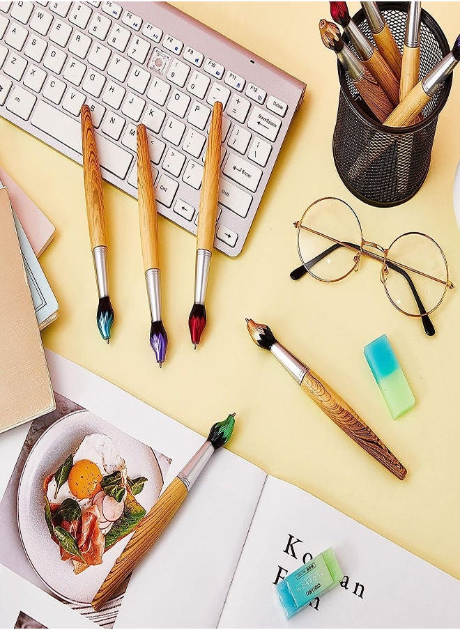 Y&D Bamboo Brush Shape Ballpoint Pen 10 Pcs Retractable Paintbrush Ink Pens for Art Activities and School Stationery Vintage Gel lovely Novelty Fine Point Office  - Image 2