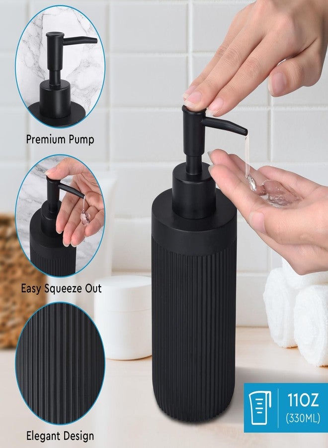 Deobath Bathroom Accessory Set 5Pcs-Lotion Soap Dispenser,Toothbrush Holder,Qtip Holder Dispenser,Vanity Tray and Soap Dish-Modern Bathroom Decor Vanity Countertop Organizer,Matte Black - Image 4