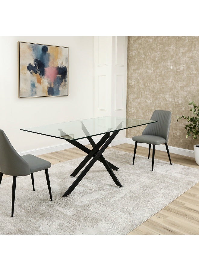 فانتي ليفينج  VANITY LIVING أناقة عصرية: طاولة طعام دافوس سوداء كبيرة تتسع لـ 6 مقاعد - مثالية للتجمعات العائلية وحفلات العشاء، حيث تمزج بين الأسلوب والوظيفة لمساحة تناول الطعام الخاصة بك  - Image 1