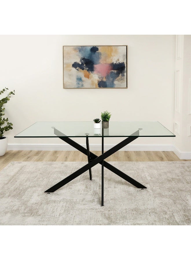 فانتي ليفينج  VANITY LIVING أناقة عصرية: طاولة طعام دافوس سوداء كبيرة تتسع لـ 6 مقاعد - مثالية للتجمعات العائلية وحفلات العشاء، حيث تمزج بين الأسلوب والوظيفة لمساحة تناول الطعام الخاصة بك  - Image 4