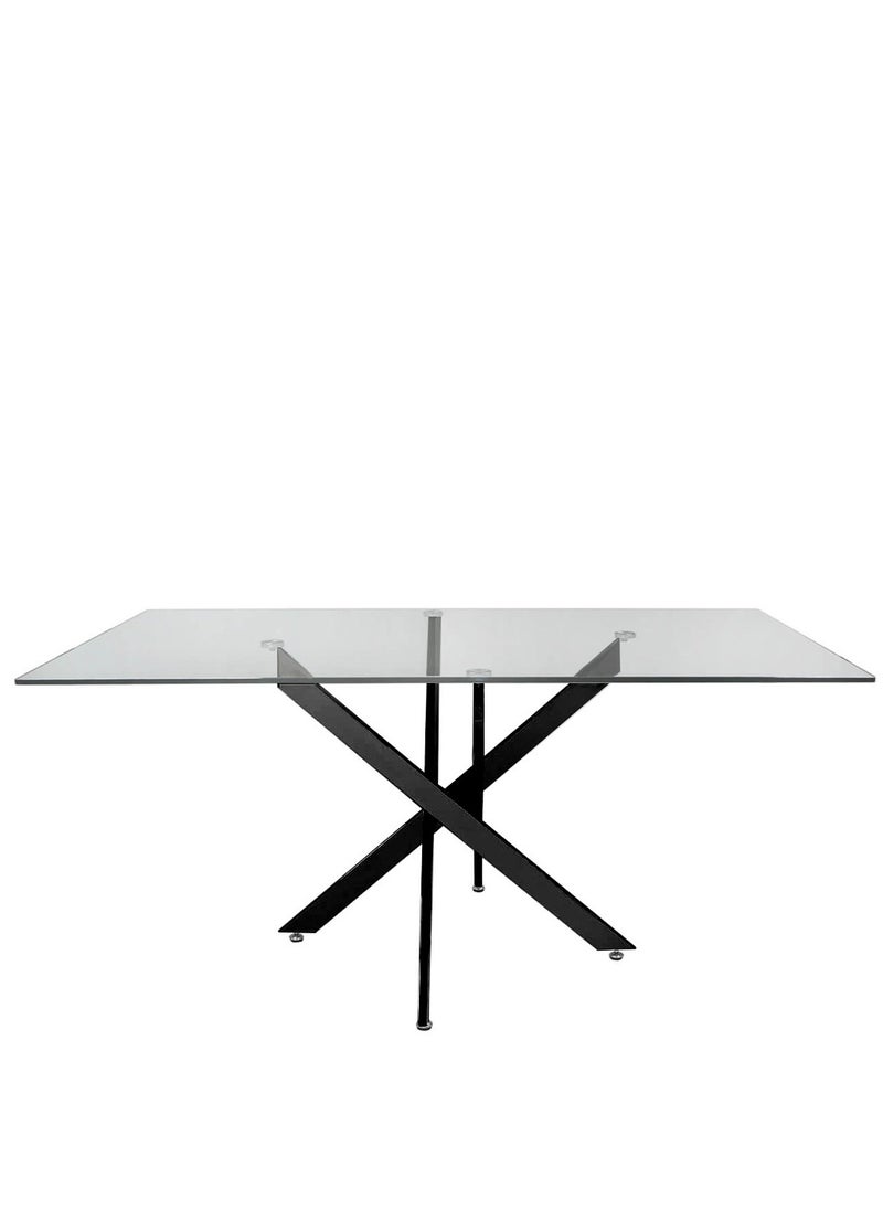 VANITY LIVING - VANITY LIVING Modern Elegance: Davos Black Large 6-Seater Dining Table - Perfect for Family Gatherings and Dinner Parties, Blending Style and Functionality for Your Dining Space - Image 1