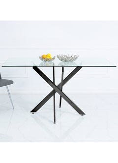 VANITY LIVING VANITY LIVING Modern Elegance: Davos Black Large 6-Seater Dining Table - Perfect for Family Gatherings and Dinner Parties, Blending Style and Functionality for Your Dining Space  - Image 2