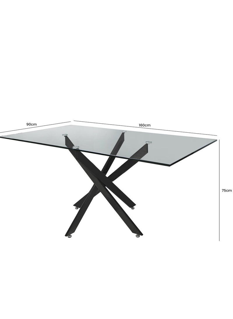 VANITY LIVING - VANITY LIVING Modern Elegance: Davos Black Large 6-Seater Dining Table - Perfect for Family Gatherings and Dinner Parties, Blending Style and Functionality for Your Dining Space - Image 1
