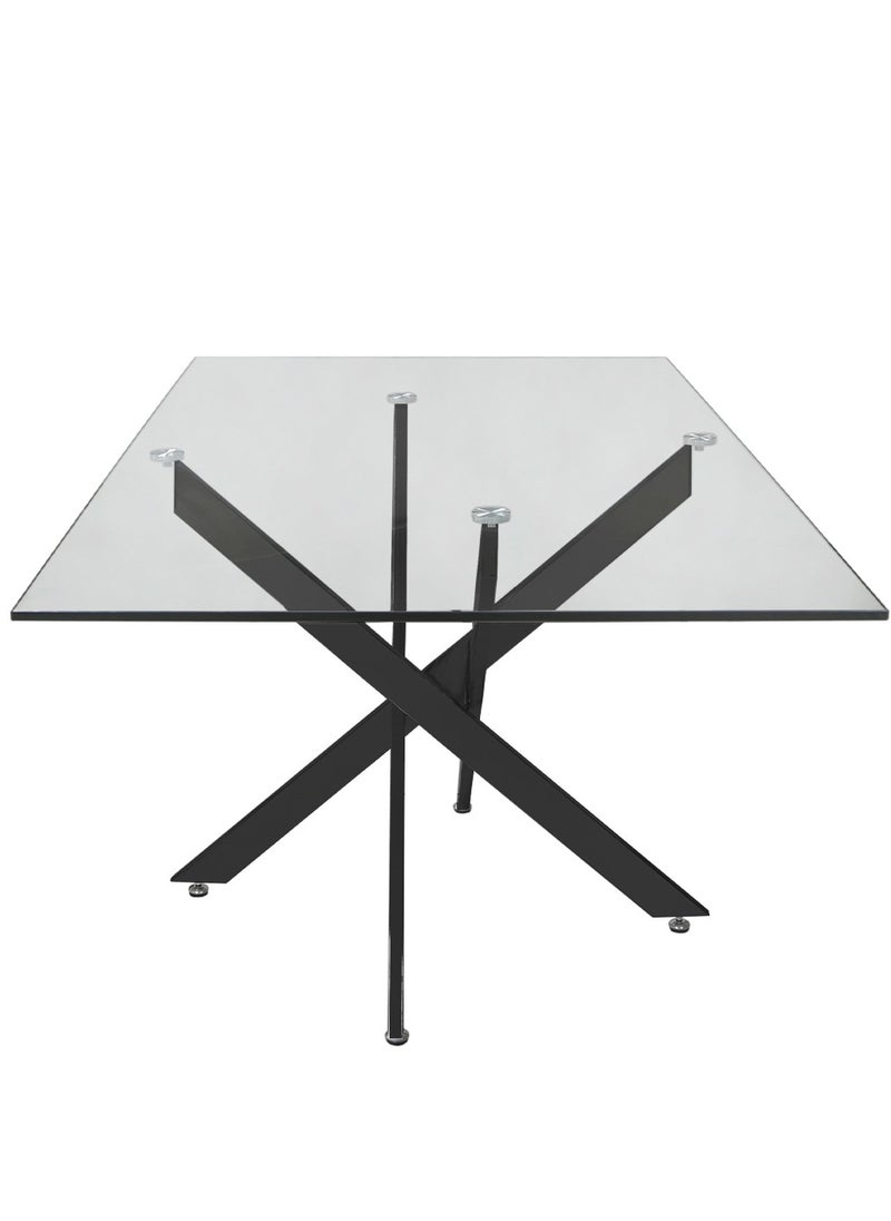 VANITY LIVING - VANITY LIVING Modern Elegance: Davos Black Large 6-Seater Dining Table - Perfect for Family Gatherings and Dinner Parties, Blending Style and Functionality for Your Dining Space - Image 1