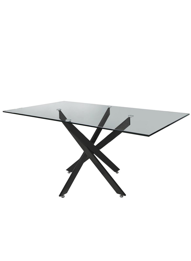 VANITY LIVING - VANITY LIVING Modern Elegance: Davos Black Large 6-Seater Dining Table - Perfect for Family Gatherings and Dinner Parties, Blending Style and Functionality for Your Dining Space - Image 1