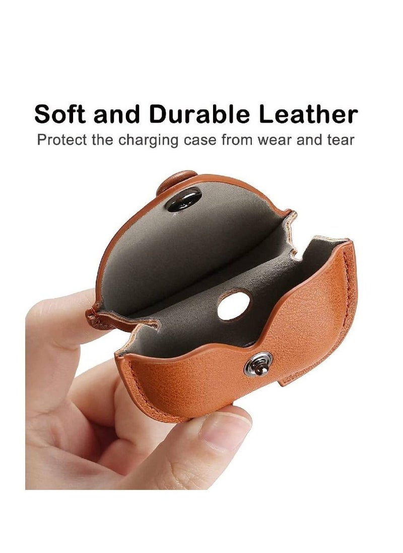 Generic - AirPods 3rd Generation Case (2021), Leather Protective Case Skin Cover with Keychain and Lock for Apple Airpods 3 Case Women Men (Brown) - Image 1