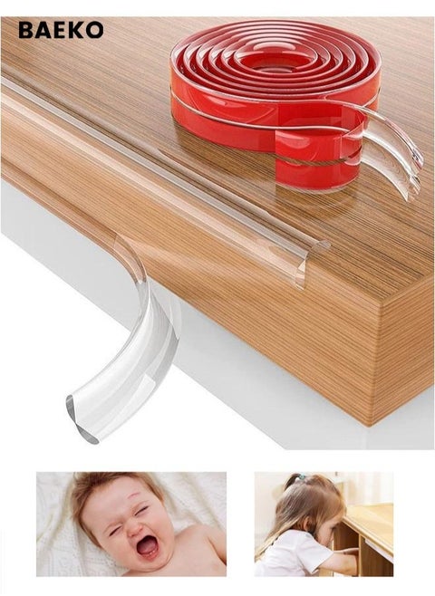 (3Mx1.5CM) Silicone PVC Safety Corner Protector,Edge Protector Strip Clear, Tables Corner Guards Child Safety, Soft Silicone Bumper Strip for Sharp Corners of Cabinets Tables Drawers