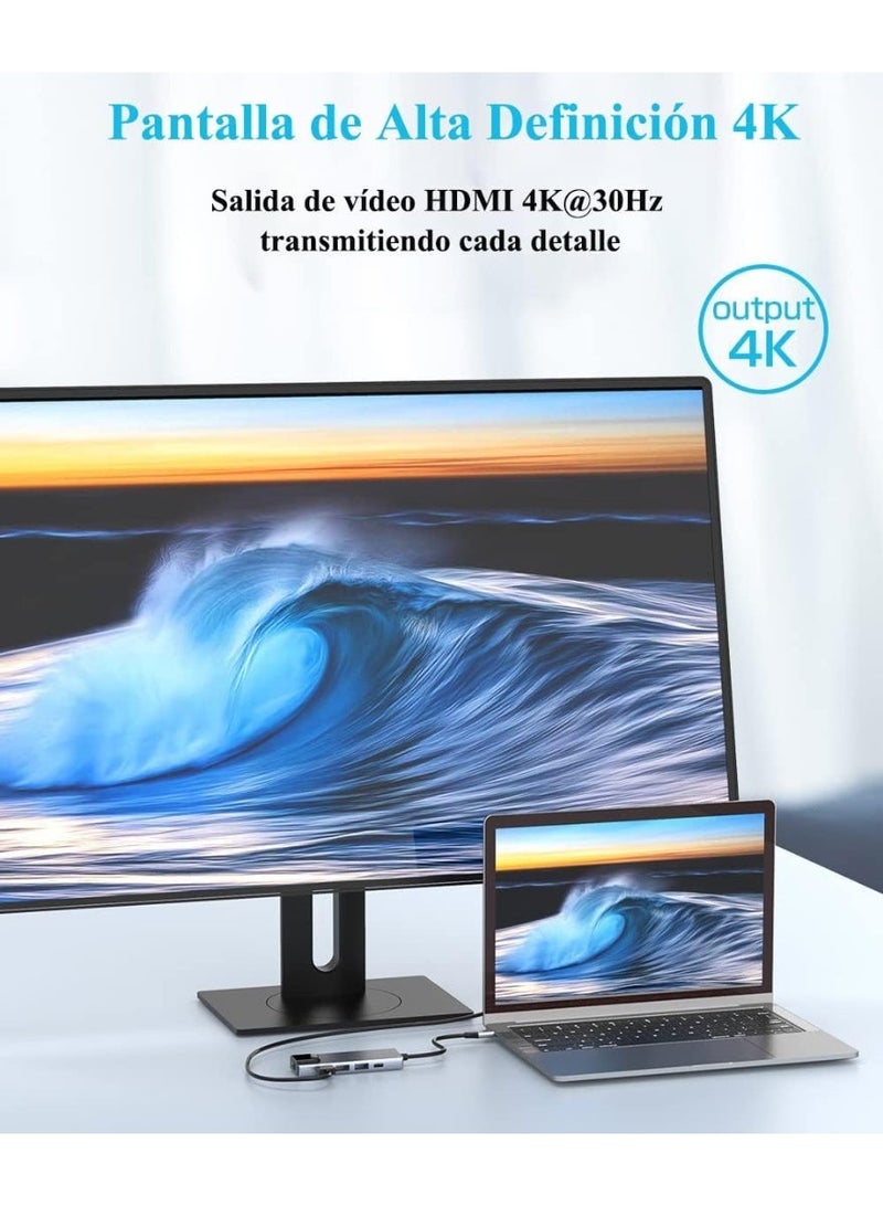 أوريون ماكس محول USB-C متعدد الوظائف 5 في 1 مزود بمنفذ HDMI بدقة 4K، وشحن سريع بقوة 100 واط، ومنفذ إيثرنت جيجابت، ومنفذي USB 3.0 - متوافق مع أجهزة MacBook Pro/Air وأجهزة Type-C - Image 4